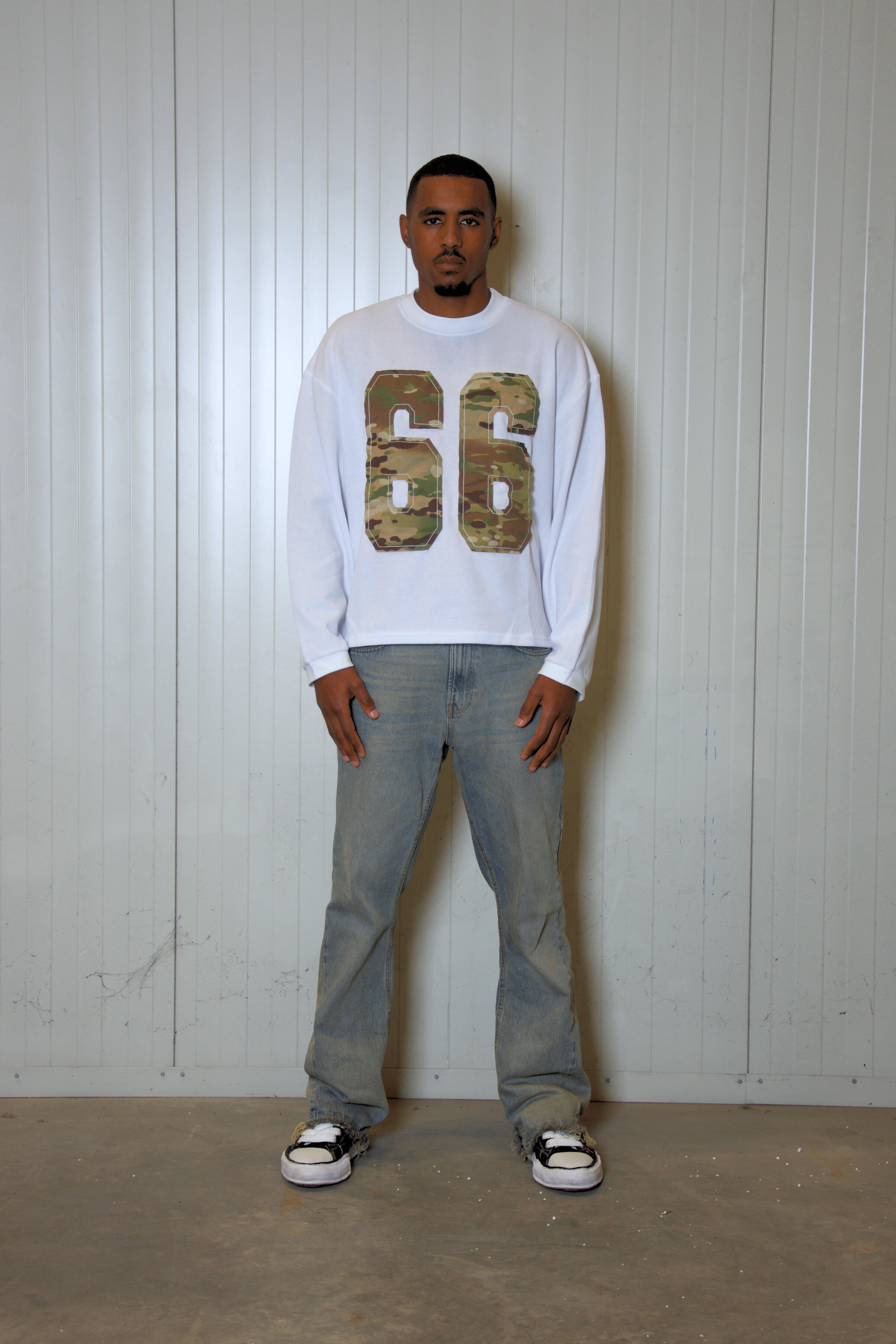 Waffle Longsleeve White/Camo