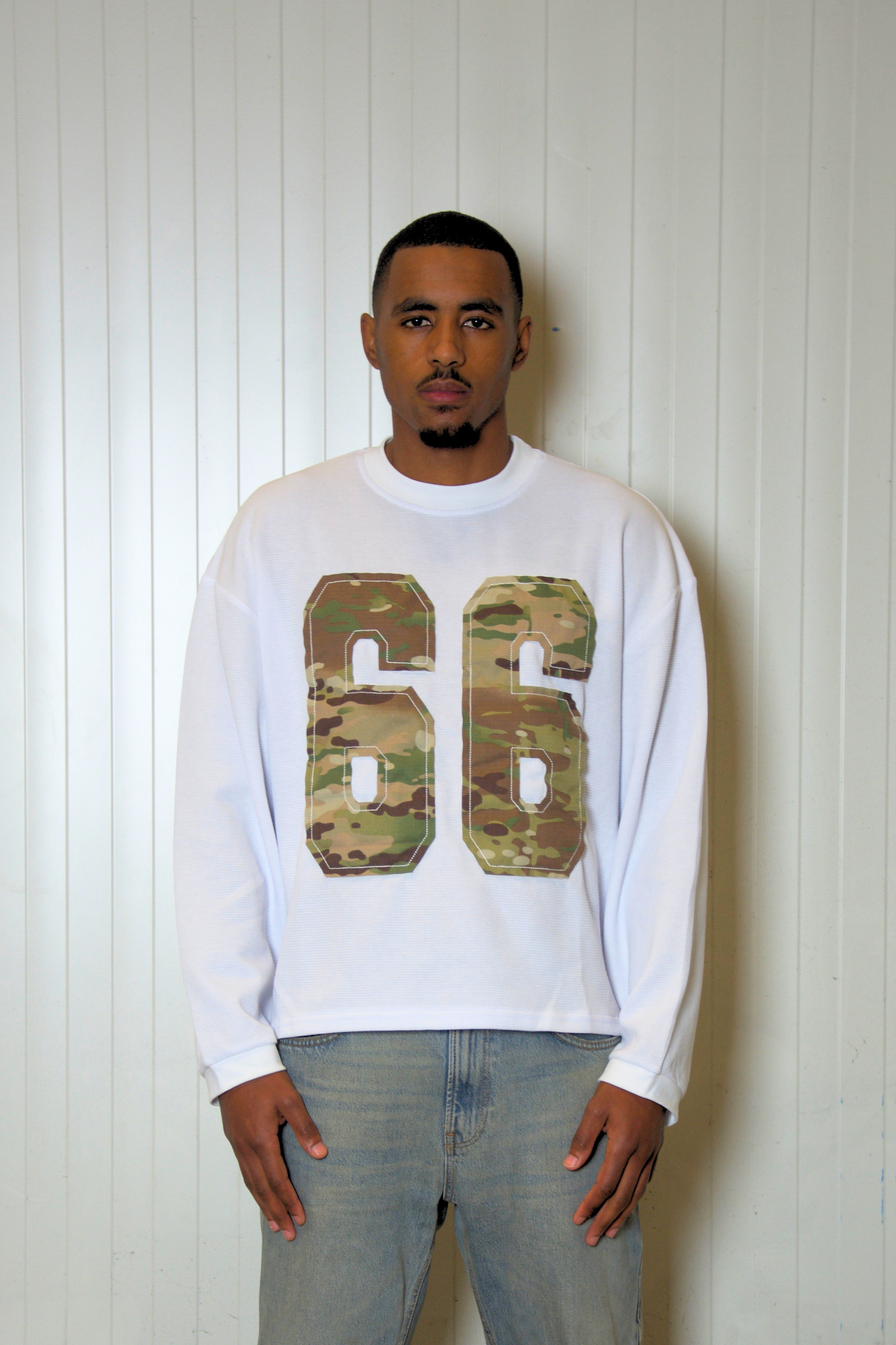 Waffle Longsleeve White/Camo