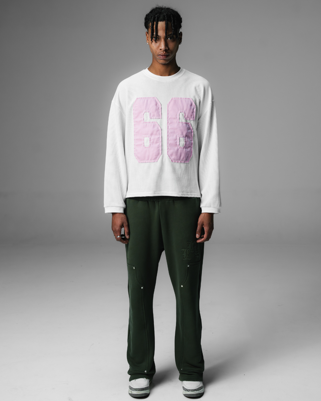 Waffle Longsleeve White/Pink