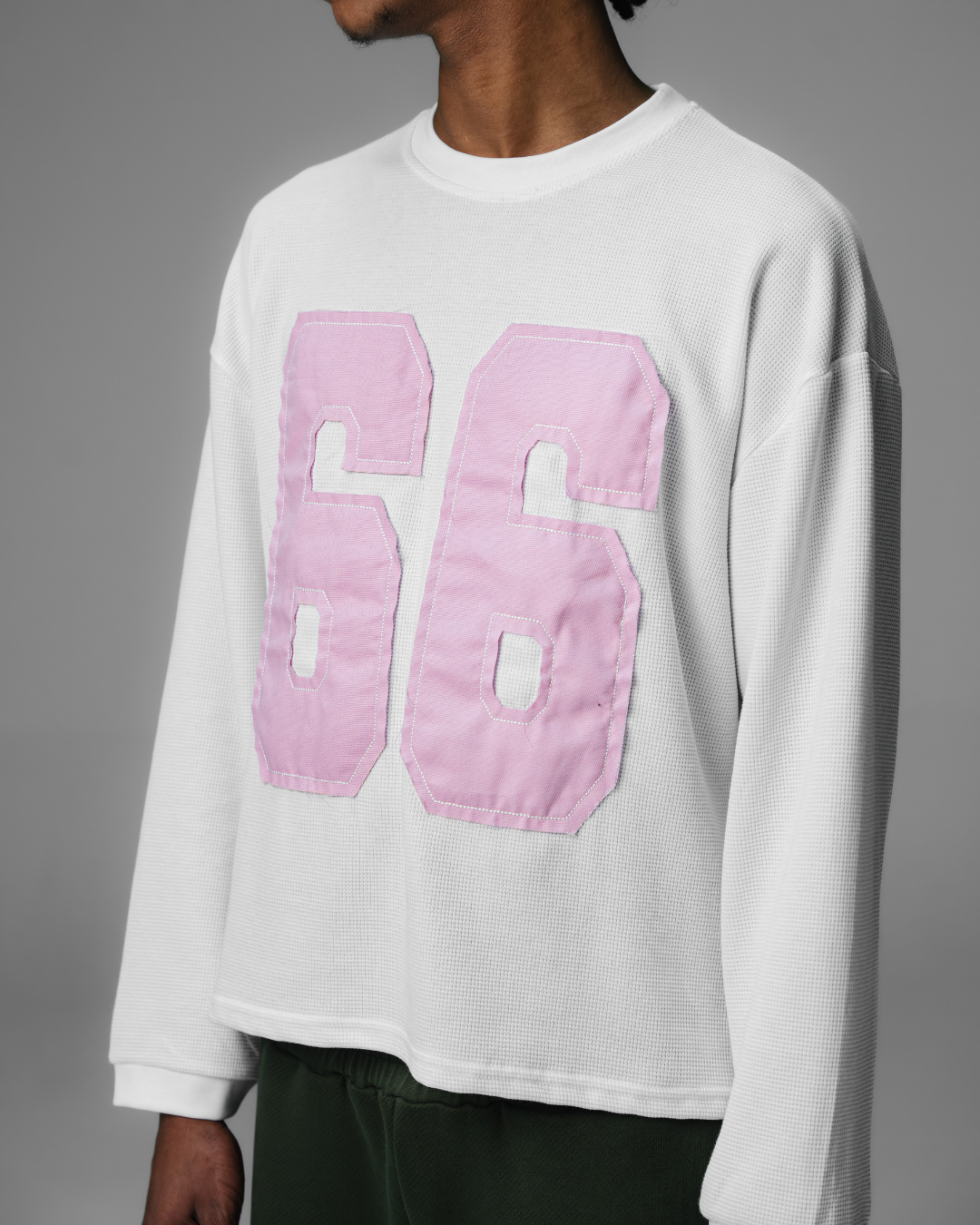 Waffle Longsleeve White/Pink