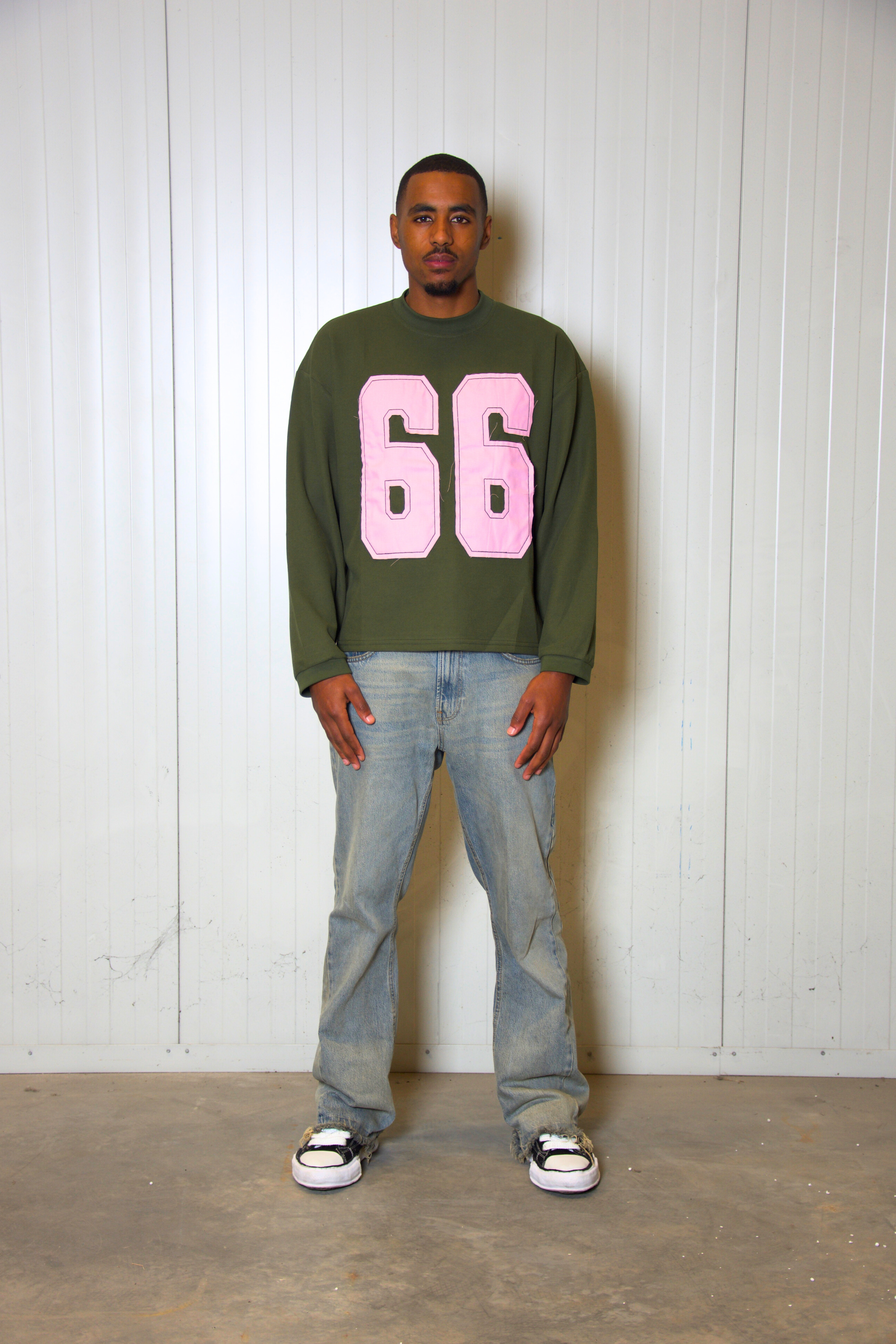 Waffle Longsleeve Olive/Pink