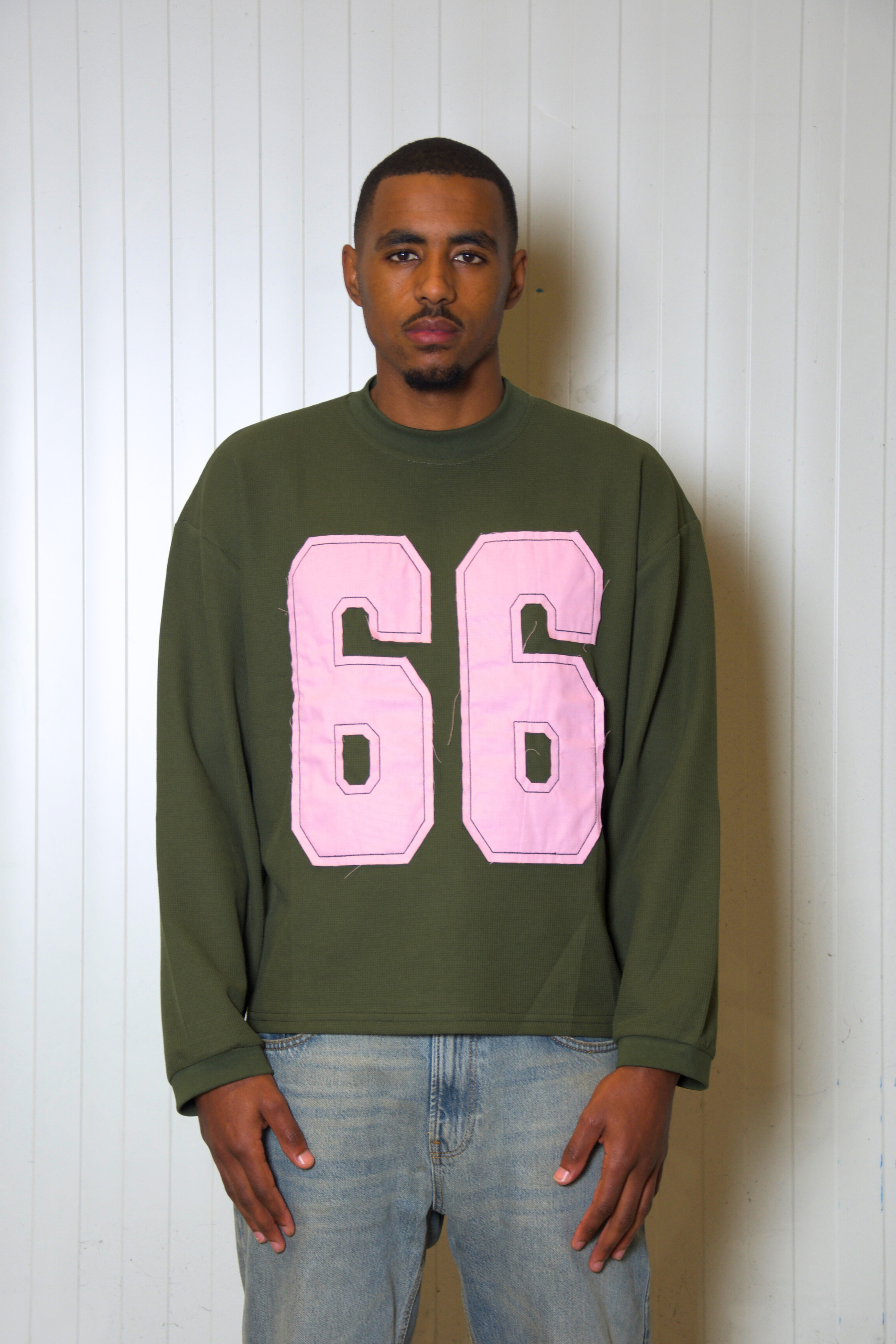 Waffle Longsleeve Olive/Pink