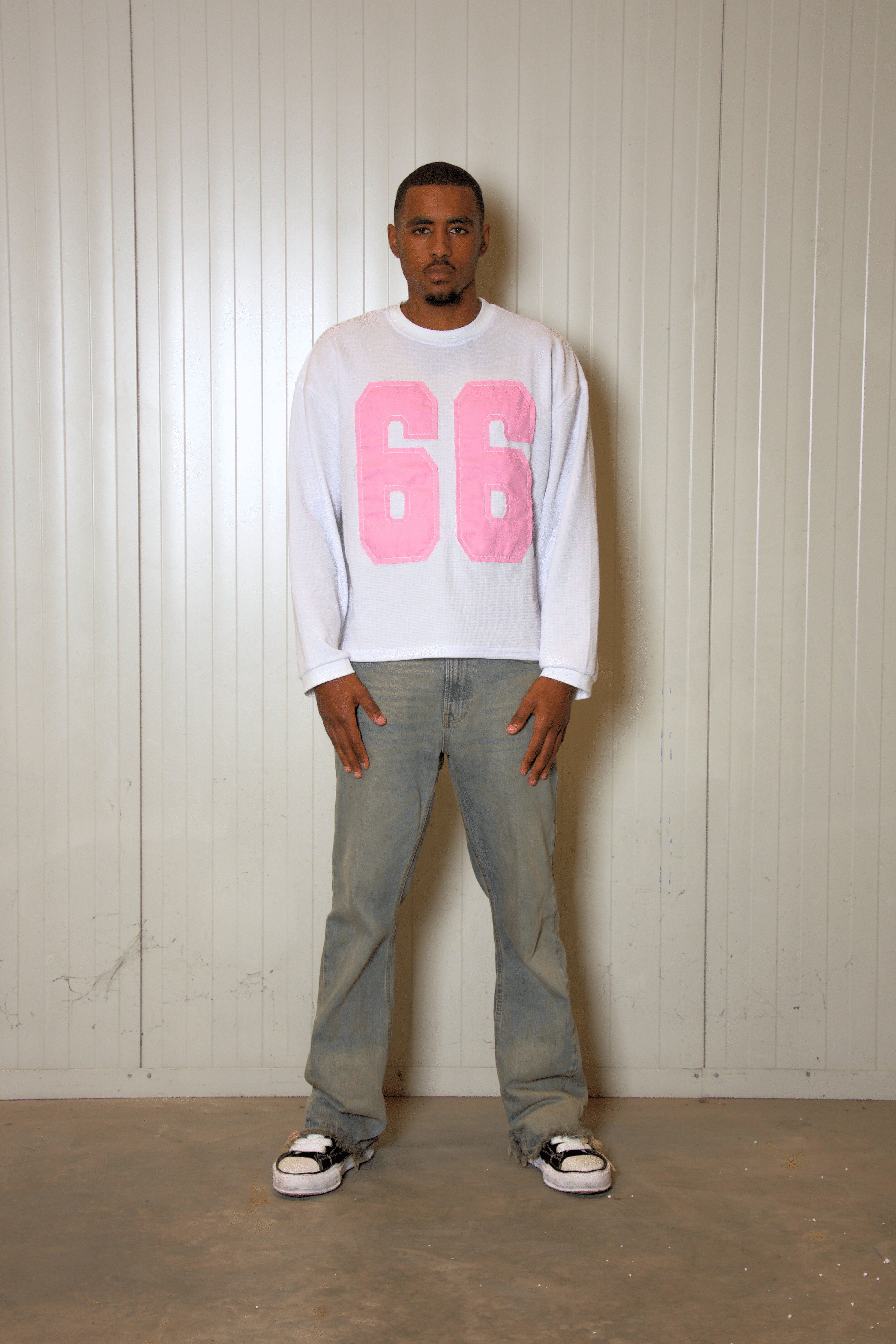 Waffle Longsleeve White/Pink