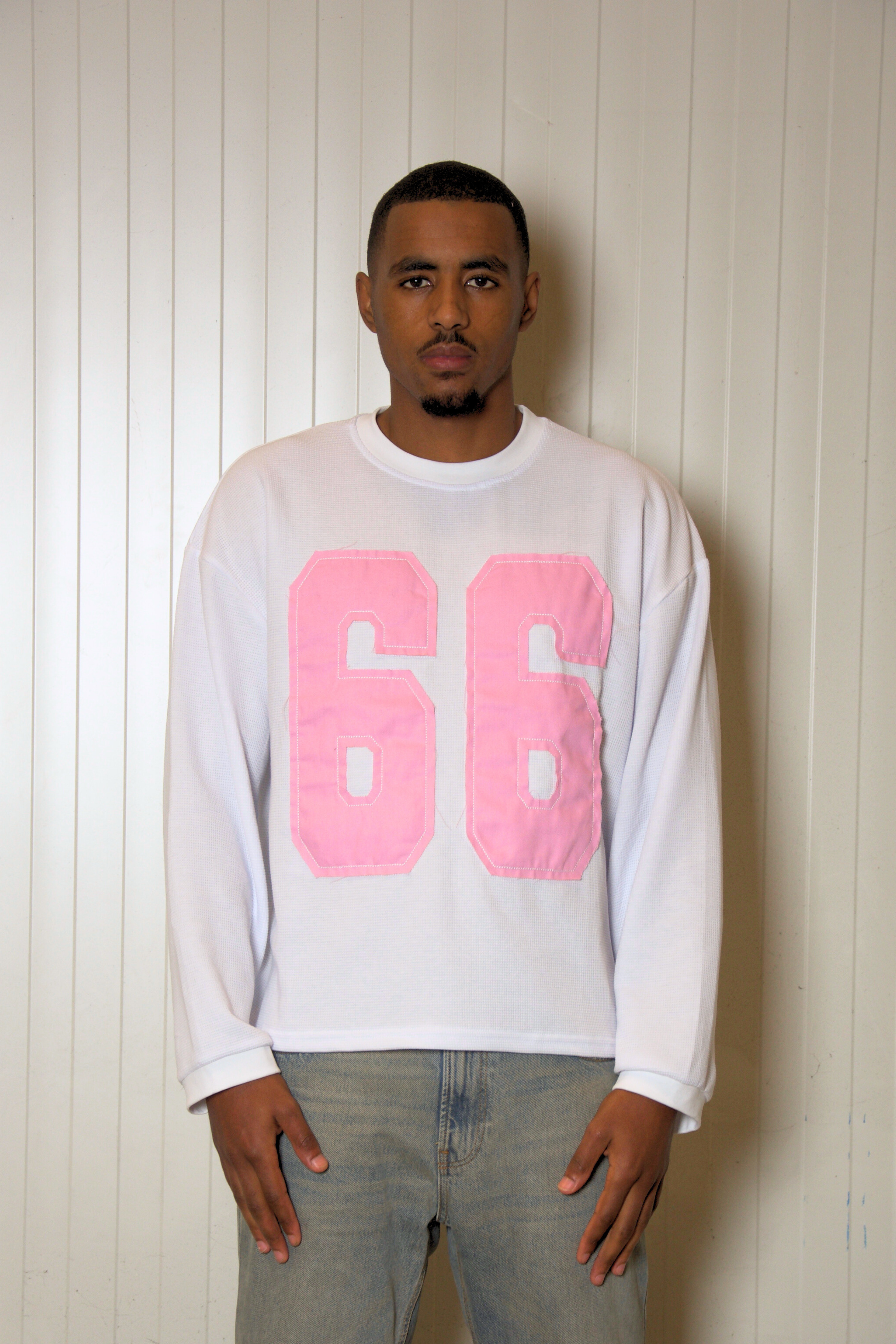 Waffle Longsleeve White/Pink